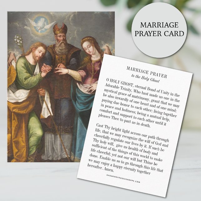 Tarjeta De Visita Oración matrimonial católica al Espíritu Santo (Traditional Catholic Marriage Prayer Card to the Holy Ghost)