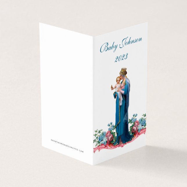 Tarjeta De Visita Oración religiosa católica de velas de Baby Shower (Exterior)