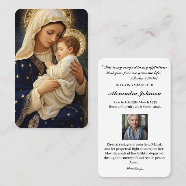 Tarjeta De Visita Oración religiosa católica Virgin MaryBusiness Car (Anverso / Reverso)