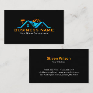 Tarjeta De Visita Orange & Blue Roofing Remodeling Manitas