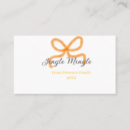Tarjeta De Visita Orange bow jingle Mingle retro boho family namdate
