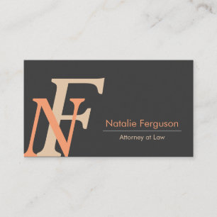 Tarjeta De Visita Orange grey elegant initials upper case letters
