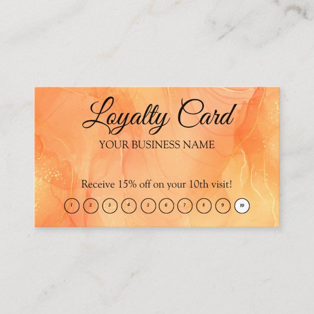 Tarjeta De Visita Orange Personalized Loyalty QR Code (Anverso)