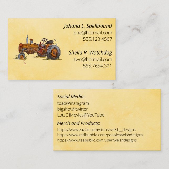 Tarjeta De Visita Orange Social introduction calling card-tractor (Anverso / Reverso)