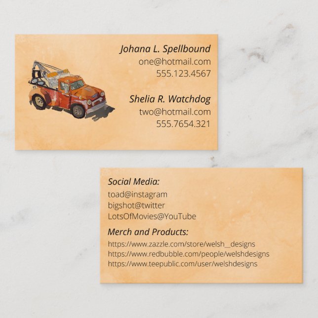 Tarjeta De Visita Orange Social introduction calling card-wrecker (Anverso / Reverso)