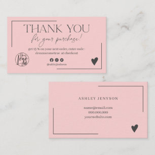 Tarjeta De Visita Orden de escritura gris rosa pastel gracias