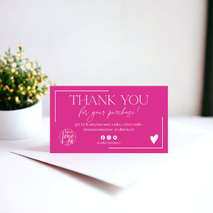 Tarjeta De Visita Orden de guiones rosados calientes de Boho gracias