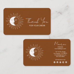 Tarjeta De Visita Orden de iconos sociales de Sun y Moon Boho Gracia