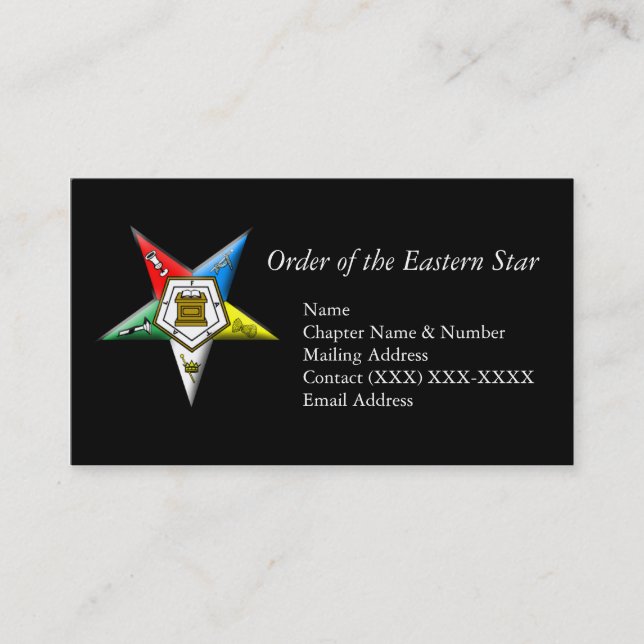 Tarjeta De Visita Orden de la estrella del este (Anverso)