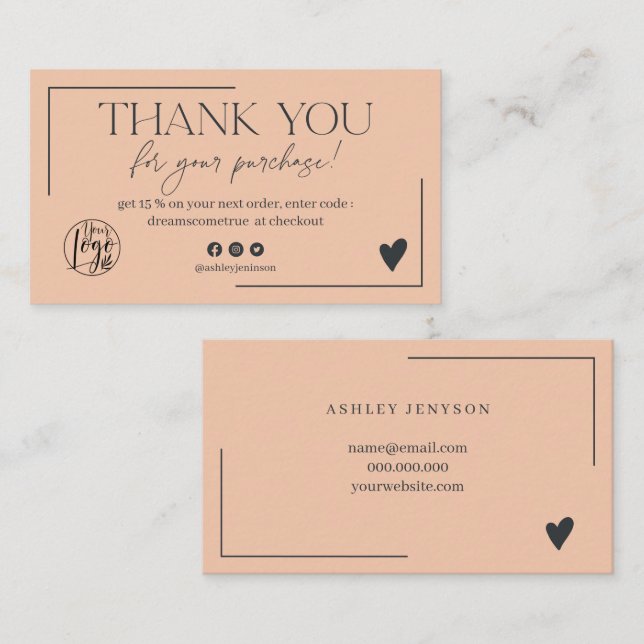 Tarjeta De Visita Orden del guión azul marino rosa Boho gracias (Anverso / Reverso)