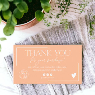 Tarjeta De Visita Orden del guión del peach de Boho gracias