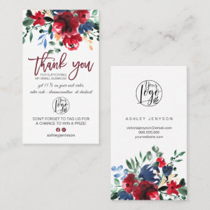 Tarjeta De Visita Orden del logo floral rojo burdeos de Rusia gracia