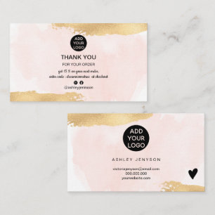 Tarjeta De Visita Orden del logotipo de la acuarela rosa del pincel