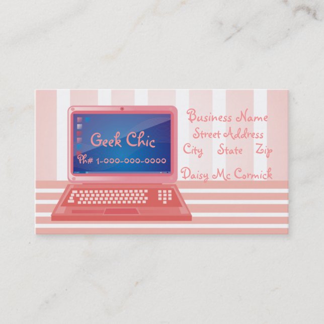 Tarjeta De Visita Ordenador de la moda del friki (Anverso)