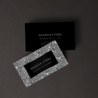 Tarjeta De Visita Organizador de eventos de maquillaje Purpurina neg