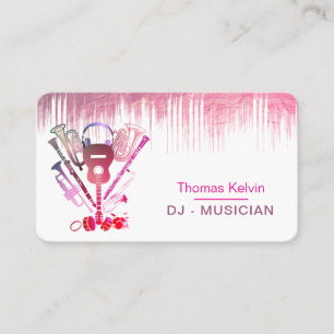 Tarjeta De Visita Organizador de Eventos de Música DJs Rosa