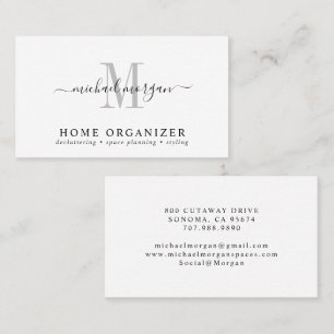 Tarjeta De Visita Organizador de Hogar con Monograma de Letra Minúsc