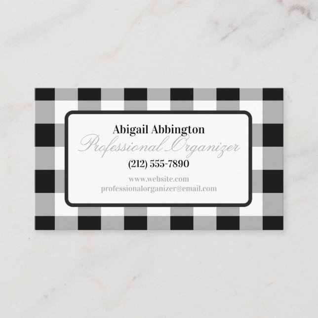 Tarjeta De Visita Organizador Profesional de Buffalo Plaid (Anverso)
