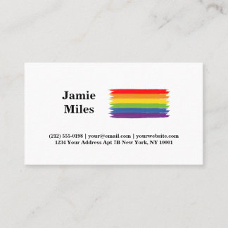 Tarjeta De Visita Orgullo gay Bandera Arcoiris Estilo Pincel Minimal