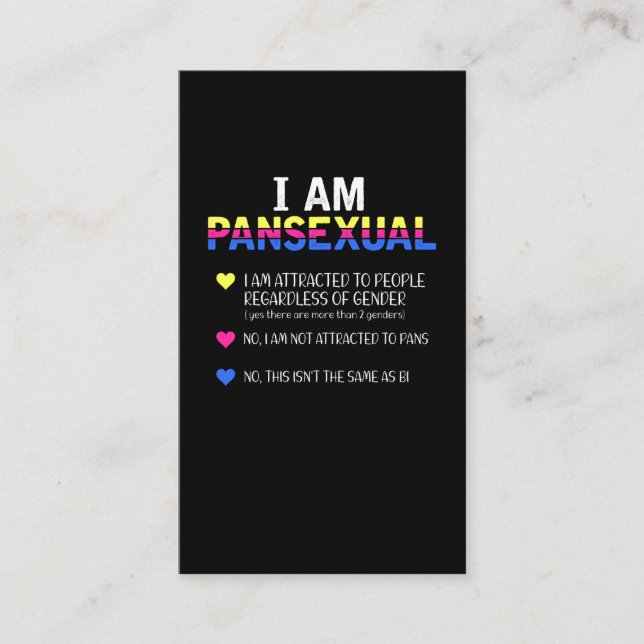 Tarjeta De Visita Orgullo Pansexual Derechos LGBT Igualitarios (Anverso)