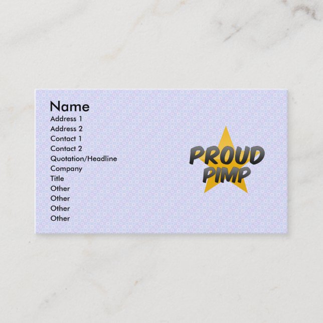 Tarjeta De Visita Orgulloso Pimp (Anverso)