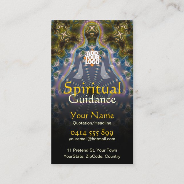 Tarjeta De Visita Orientación espiritual fractal de yoga holística (Anverso)