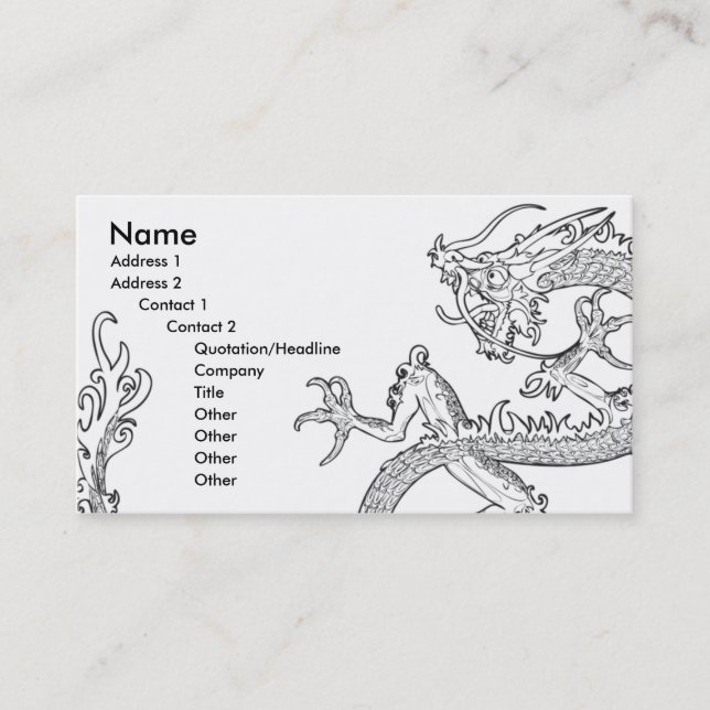 tarjeta de visita oriental blanco y negro del (Anverso)