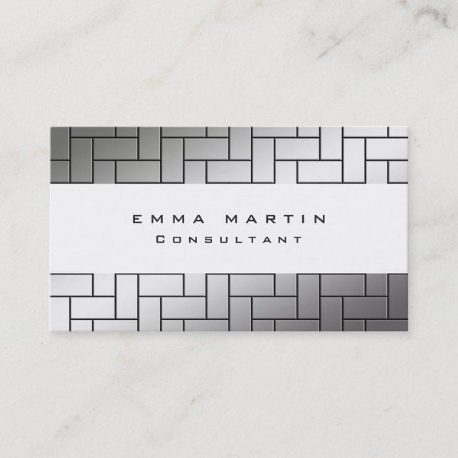 Tarjeta De Visita Original Gris Blanco Gris Único trendy Creativo (Anverso)