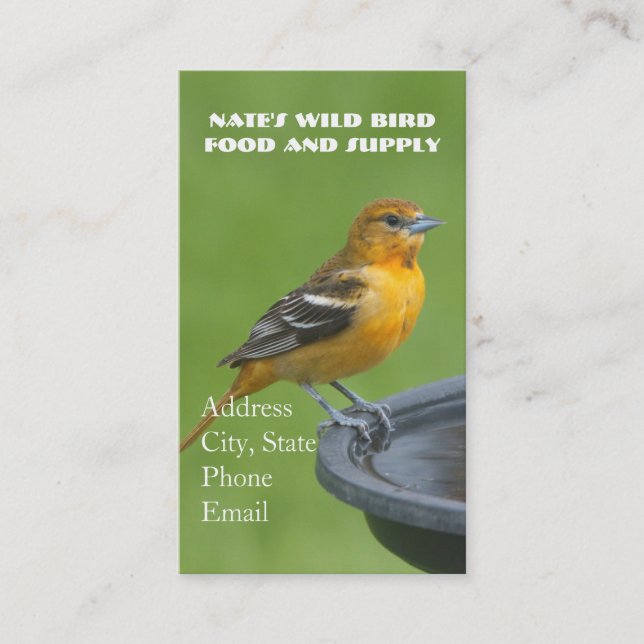 Tarjeta De Visita Oriole en el baño de aves (Anverso)