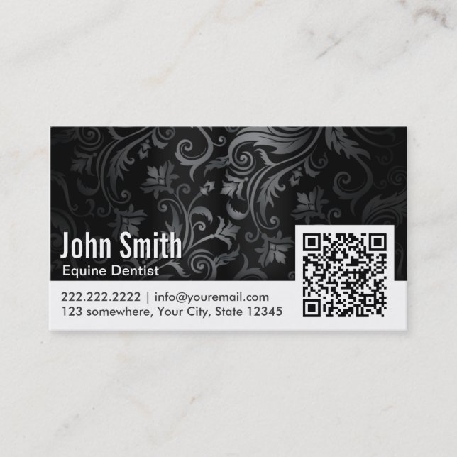 Tarjeta De Visita Ornament QR Code Equine Dentist Business Card (Anverso)