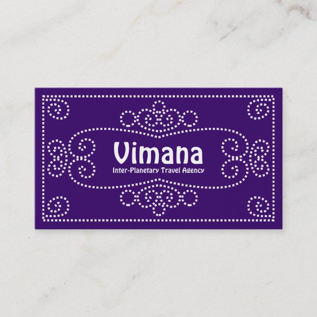 Tarjeta De Visita Ornamental - Blanco sobre morado profundo (Anverso)