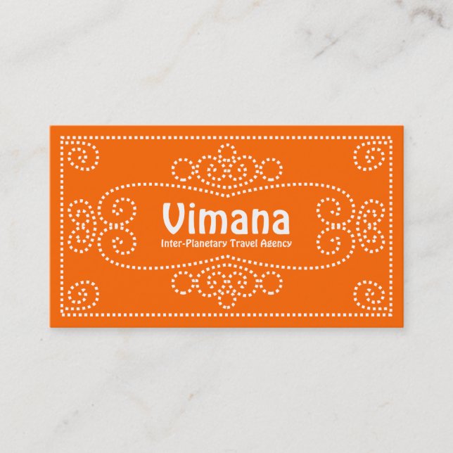 Tarjeta De Visita Ornamental - Blanco sobre Naranja (Anverso)