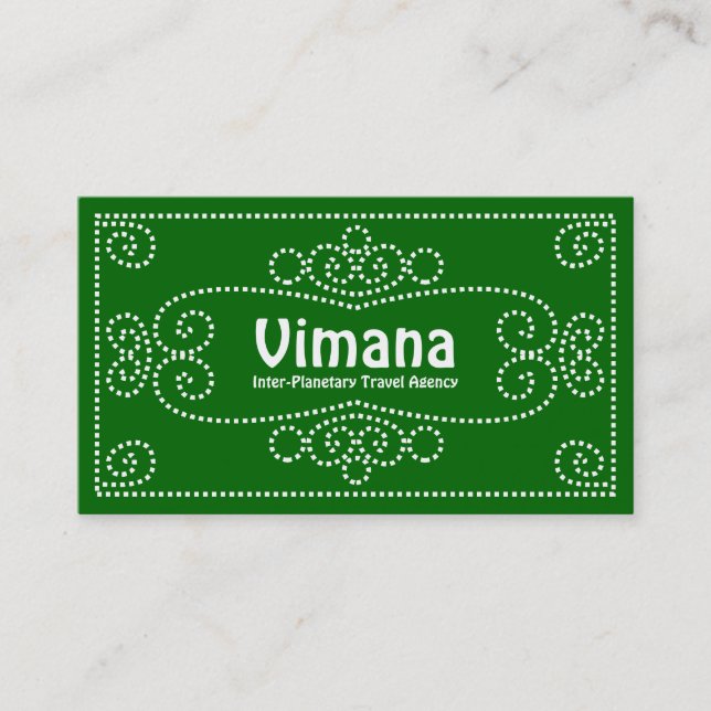 Tarjeta De Visita Ornamental - Blanco sobre verde 006600 (Anverso)