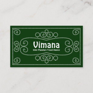 Tarjeta De Visita Ornamental - Blanco sobre verde oscuro 003300