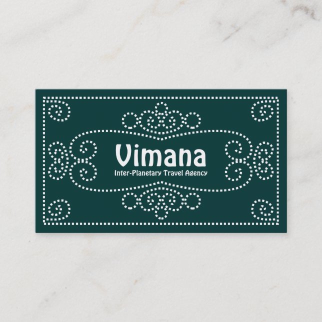 Tarjeta De Visita Ornamental - Blanco sobre verde oscuro 003333 (Anverso)