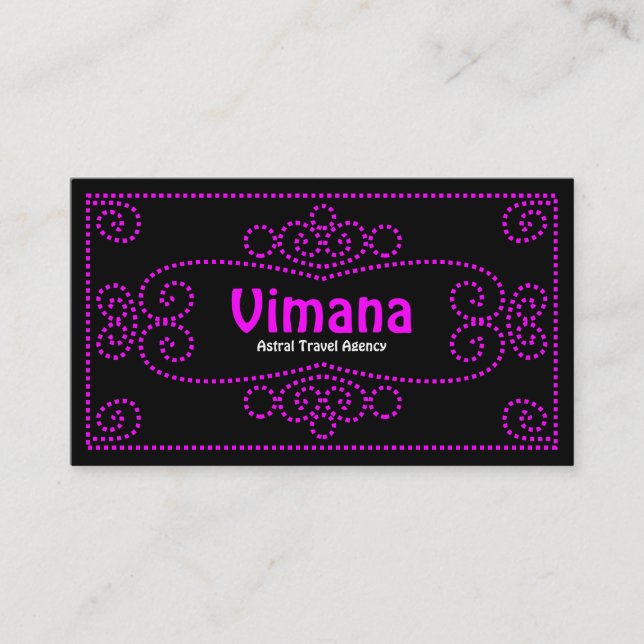 Tarjeta De Visita Ornamental - Magenta en negro (Anverso)