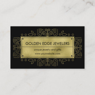 Tarjeta De Visita Ornamental negro metálico del falso oro