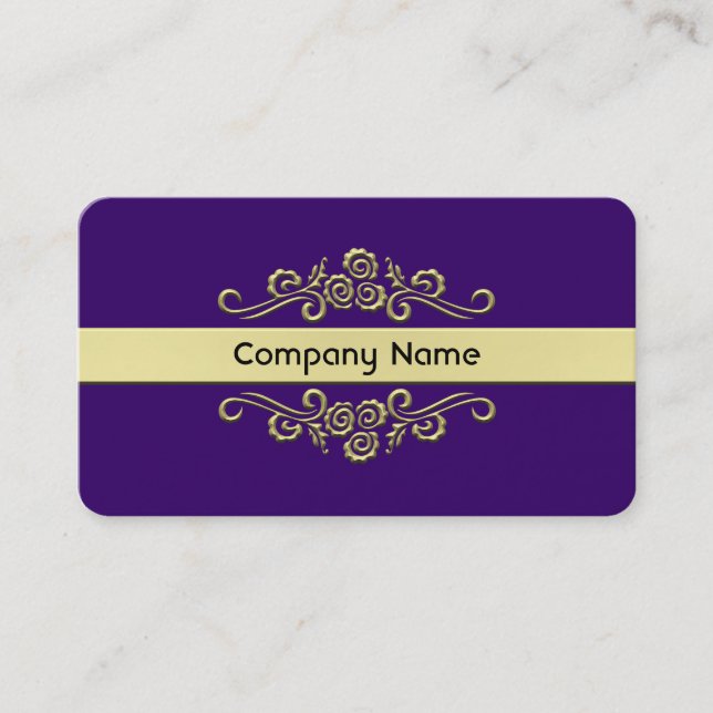 Tarjeta De Visita Ornamental - Oro y Púrpura (Anverso)