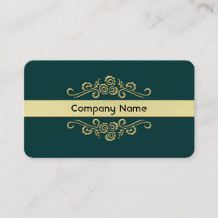 Tarjeta De Visita Ornamental - Oro y verde oscuro
