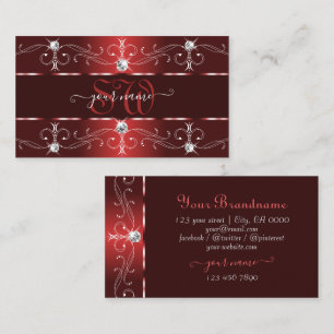 Tarjeta De Visita Ornamental Vino Oscuro Rojo Bordes Ornatos Monogra