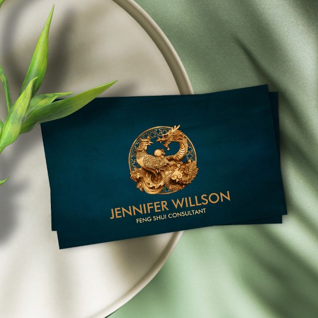 Tarjeta De Visita Ornamento de Fénix y Dragon (Subido por el creador)