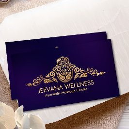 Tarjeta De Visita Ornamento de Golden Hamsa Hand Paisley