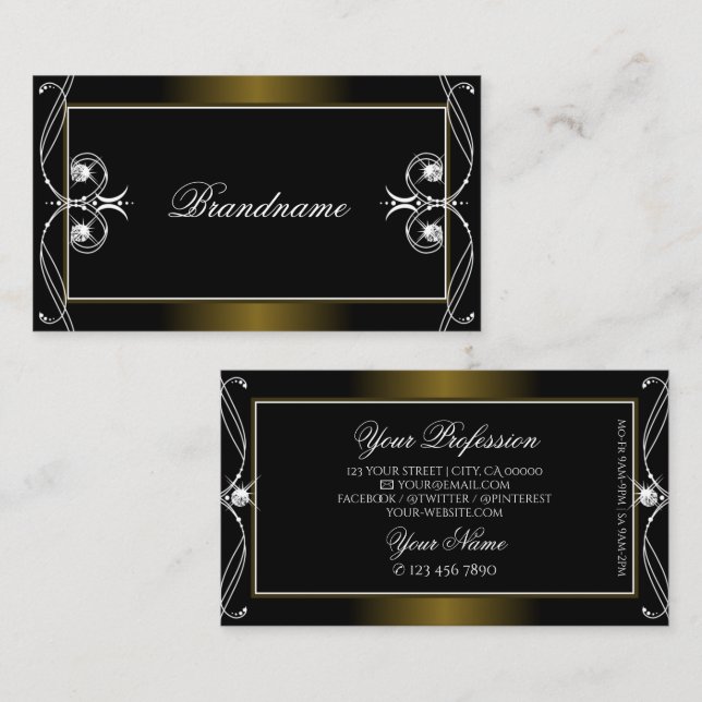 Tarjeta De Visita Ornamento de ornamento de joyas de centeno dorado  (Anverso / Reverso)