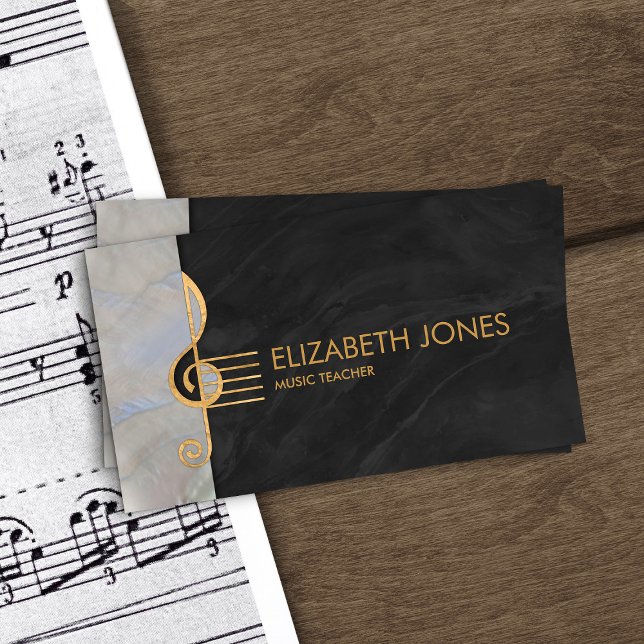 Tarjeta De Visita Ornamento de Pearl and gold Treble Clef (Subido por el creador)