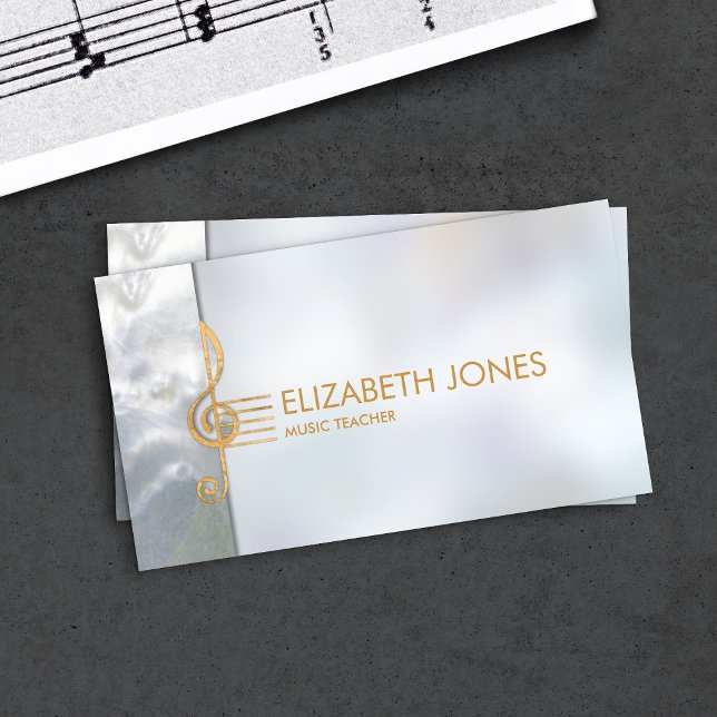 Tarjeta De Visita Ornamento de Pearl and gold Treble Clef (Subido por el creador)
