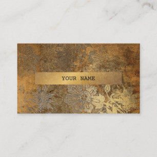 Tarjeta De Visita Ornamento Floral Grungy Golden Vintage Vip