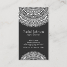 Tarjeta De Visita Ornamento floral monocromático de la mandala