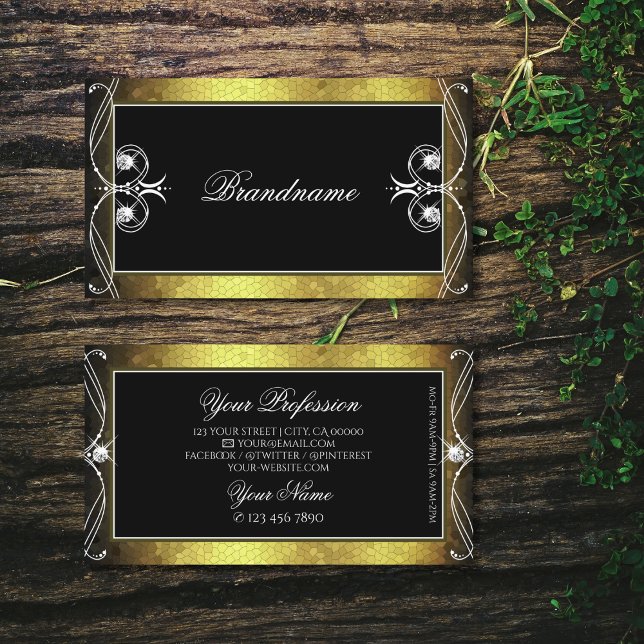 Tarjeta De Visita Ornamento ornamento ornamento óseo de oro negro (Subido por el creador)