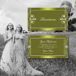 Tarjeta De Visita Ornamentos de diamantes con espuma de oliva amaril