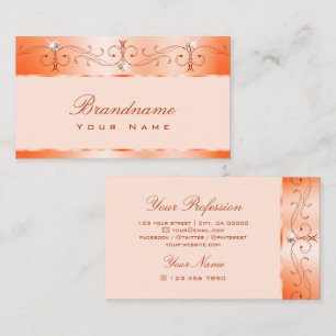 Tarjeta De Visita Ornamentos de joyas de lujo Glam Salmon Ornate Spa